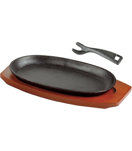 【新品☆ギョーザ皿】角15cm 鉄板皿 餃子鉄板 木台・ハンドル付き 5個セット Amazon | 焼餃子用鉄板 S餃子皿 角15cm （木台付） | カンダ(Kanda