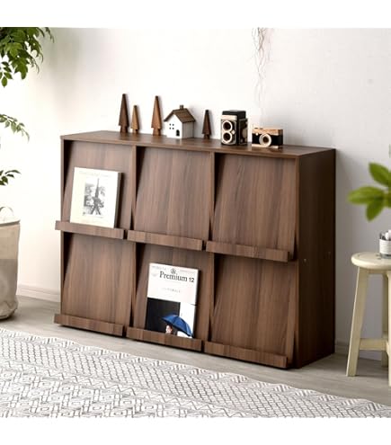 Amazon｜ディスプレイラック 本棚 幅80×奥行46.5×高さ85cm ブラウン 4