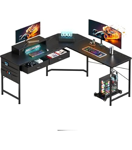 FITUEYES L字 デスク 幅125cm ウォルナットLCD112501WB LOWYA L字デスク 収納付き おしゃれ ウォルナット