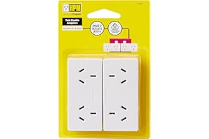 HPM D2/2WE Left and Right Extend 10A 2400W Double Adaptor 2-Pieces, White