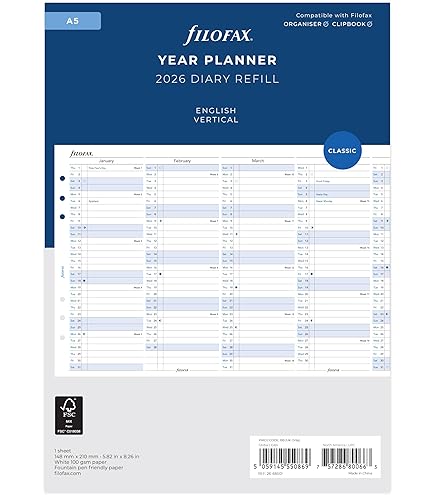 Amazon.co.jp: ファイロファックス システム手帳 リフィル 2025年 1月