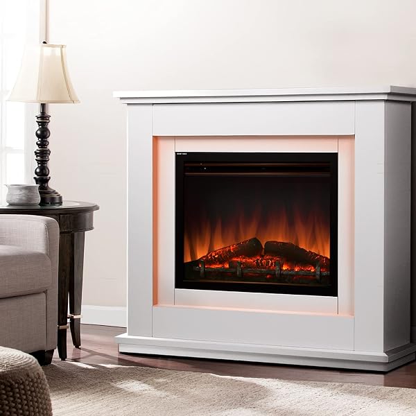 Devanti Electric Fireplace Heater, 2000W Portable Wall Mounted Heaters Home  Decor Outdoor Indoor Room Bedroom Heating, Wood Fire 3D Log Flame Effect  White: Heating: Amazon.com.au