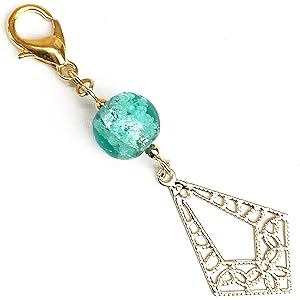 マスク アクセサリー チャーム マスク用チャーム 蛍石入り さざ波 ガラス ゴージャス (エメラルド)