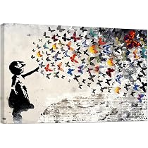 Amazon.co.jp: バンクシー 女の子 胡蝶 ポスター 絵画 アートパネル