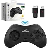 Retro-Bit 公式 Sega Saturn 2.4 GHz ワイヤレスコントローラー Sega Saturn/Sega Genesis Mini/Switch/PS3/PC/Mac用 - レシーバー2個&収納ケース付き (ブラック)