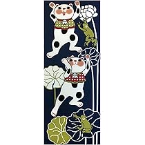 Amazon｜ヤギセイ 福招き猫シリーズ 捺染手ぬぐい 『お昼寝
