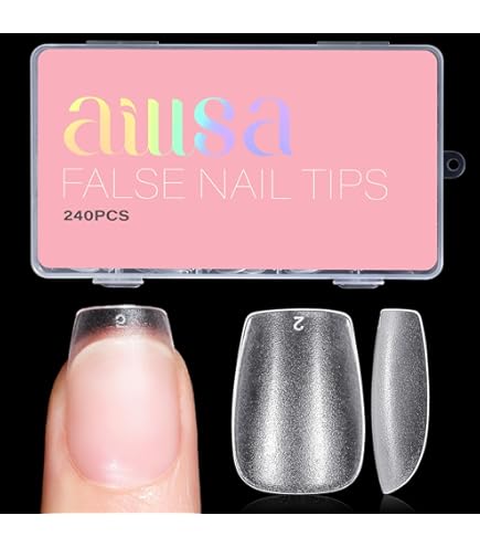 Amazon | AILLSA ミディアムアーモンド型 ソフトジェルネイルチップ