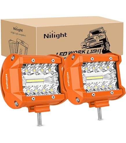 Nilight LED Light Bar Set: 12 Inch 300W Triple Row Spot