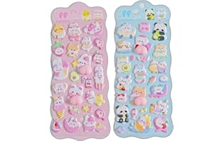 Yoiumicy おしりぷにぷにシール 3D立体ステッカー かわいい スマホケース飾り用 ポップシール 手帳用ステッカー ごほうび デコシール キラキラ 子供 女の子 DIY用 手帳・水筒・スマホケース・アルバム飾り用 (2枚セット-A)