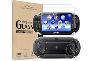 (4-Pack) 2 Front+2 Back Covers Screen Protectors for Sony Playstation Vita 1000, Akwox 9H Tempered Glass Front Screen Protect