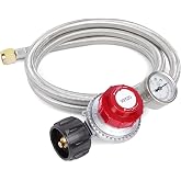 12 Ft Adjustable High Pressure Propane Regulator With Braided Hose (0-30 PSI)