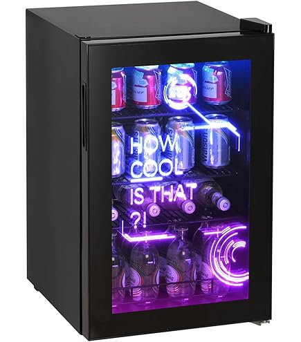 HCK 冷蔵庫 小型 92L ドリンク用 LEDネオン Amazon | HCK 冷蔵庫 小型 92L ドリンク用 スムージー作り LED