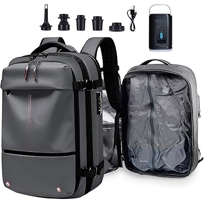 〇Of66 未使用真空圧縮 バックパック トラベルバッグ ブラック Amazon.co.jp: Vacpack バックパック、60L 拡張可能な防水盗難防止真空