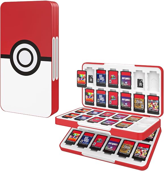 ATiC Switch 2/ Switch/Switch Lite/Switch有機ELモデル ソフトケース カード収納ケース Switchソフト48枚/Micro SD 24枚同時に収納 ゲームカード収納ボックス カードまとめ収納 耐衝撃 軽量 防塵 持ち運び便利 WhiteBall - 1
