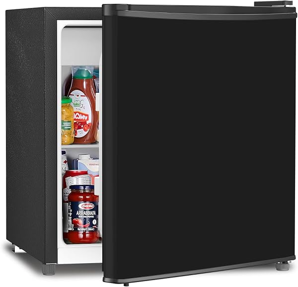 LHRIVER Small Refrigerator, 15.3 gal (46 L), Width 17.1 inches (43.5 cm), Right Opening, 1 Door, Direct Cooling, Quiet, for Apartments, Dorms, Offices, Black - 1