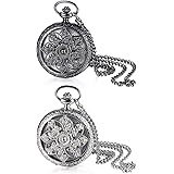 ＪＥＷＥＬＲＹＷＥ 懐中時計 山茶花 数字 アナログ 防水 スケルトン ケース アンティーク ポケットウォッチ ペンダント ネックレス 時計 2点セット 普段使い コスプレ 誕生日 記念日 クリスマス プレゼント