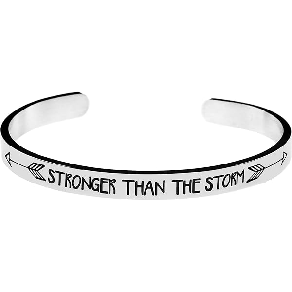 Bracciale Ispirazionale LParkin Con Incisione – “Whenever You Feel Overwhelmed Remember…” – Acciaio Inox Lucido
