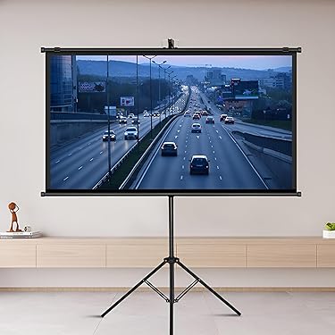スタンド式プロジェクタースクリーン 大画面 プロジェクタースクリーン（360度回転・三脚・80インチ・4K対応