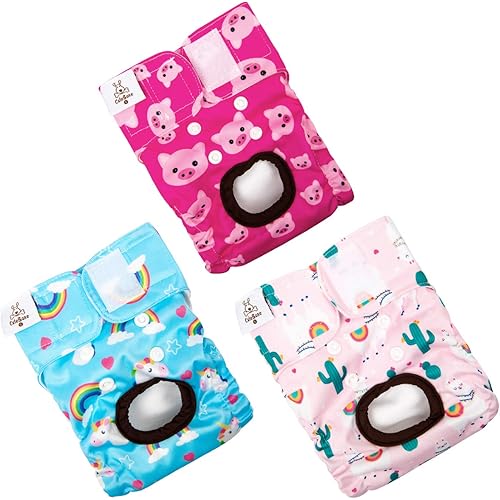 CuteBone 3 Pack Diapers for Female Dogs,Large for Untrained Puppies,Doggie in Heat, Dog Incontinence D31L-AU