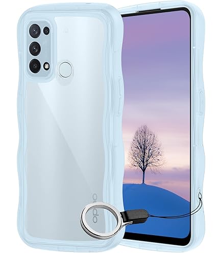 Amazon.co.jp: OPPO Reno5 A ケースブルー ウェーブ リング付き TPU