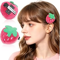 Amazon.co.jp: FOMIYES いちごヘアクリップ 2個入り ピンク ぬいぐるみ