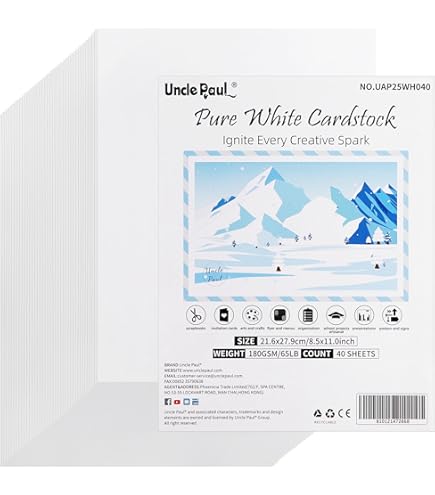 8.5'' X 11'' White Cardstock - 92lb Double-sided Cover Card Stock Heavyweight Paper Perfect For Scrapbooking Crafts Business Cards 25 Sheets 250gsm Uap13wh