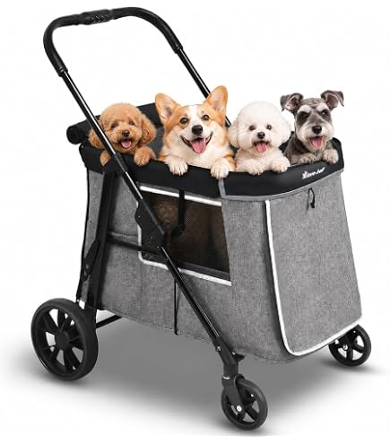 Amazon.co.jp: ペットカート 大型犬 中型犬 多頭用 折りたたみ 80kg耐