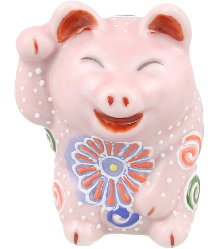 Amazon.co.jp: 九谷焼 とんとん拍子 福招き豚 2号 肌盛 a-0037