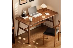 Modern Wooden Writing Desk, Minimalist Home Office Table, Wood Finish CA106 (Coffee, 120X60X73CM)