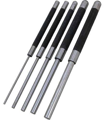 EXXO Tools Pin Punch Set - 13 Piece Drive Pin Set Punch Tool Mini Tool Kit Hole Puncher Sets Roll Pin Punch Set With Holder Case Punch Set Tools Punchdown Tools 4 8 Inches Long 1 16 3 8 Inch