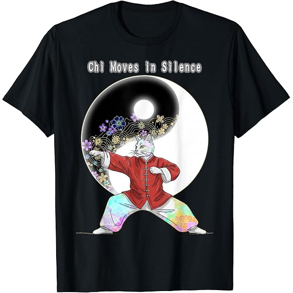 Amazon | 太極拳武術の陰陽を演じるかわいい猫 Tシャツ | Tシャツ