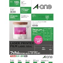 Amazon.co.jp: エーワン ラベルシール レーザー 光沢フィルム 透明 65