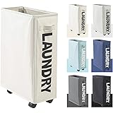 ランドリーバスケット ランドリーボックス キャスター付き スリム 洗濯物入れ 防水 コーティング ラミーコットン オックスフォード ストレージバスケット