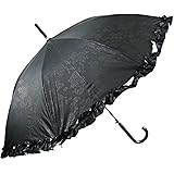 ベーシックスタンダード(Basic Standard) 長傘 日傘 晴雨兼用 レディース 58cm ＵＶカット100 ＵＰＦ50+ 内側特殊コーティング 一級遮光 遮熱 軽量 丈夫 耐風 グラスファイバー親骨 ワンタッチ ジャンプ傘 おしゃれ フリル