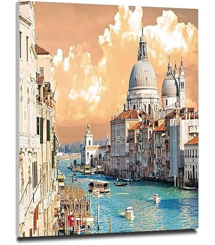 Amazon.co.jp: 都市の景観 アート絵画 風景画 40x50cm 木製