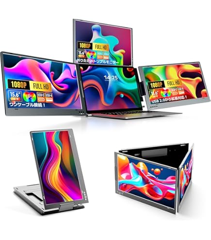 Amazon.co.jp: トリプルモニター マルチモニター 14インチ 拡張4画面