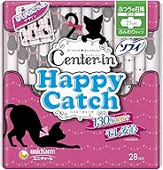 センターイン ハッピーキャッチ ふつうの日用 羽つき 21㎝ 28枚〔生理用ナプキン〕ユニ・チャーム