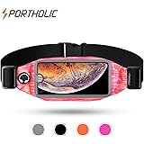 ランニングポーチ ウエストバッグ PORTHOLIC ランニング ベルト スポーツ用 ランナーウエストポーチ超軽量 通気性 防水 超大収納 調節可能 夜間対応 6.2インチまでスマホに対応 登山 サイクリング ウォーキング ジョギングポーチ