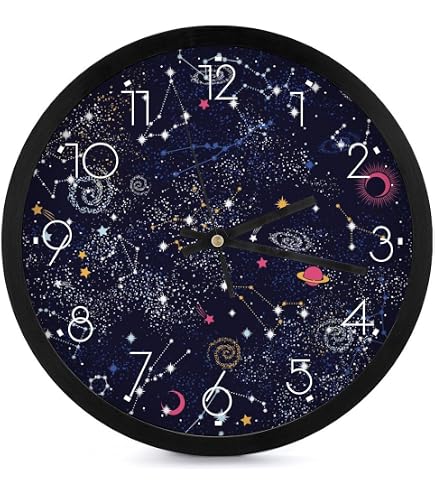 Amazon.co.jp: 星座柄 星柄 宇宙柄 壁掛け時計 かけ時計 置き時計 連続