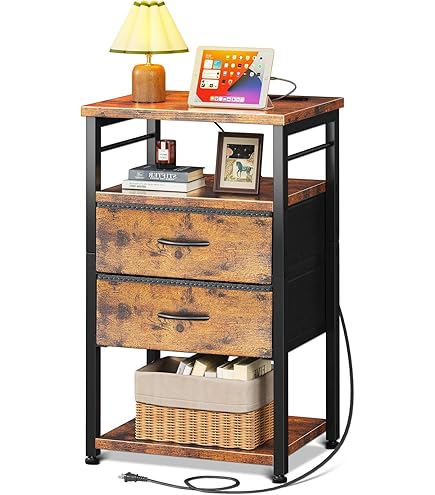 Amazon.co.jp: ナイトテーブル サイドテーブル ベッド横 コンセント