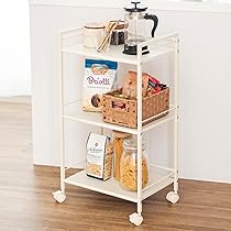 アイボリー 3段ワゴン プラスチック製 キャスター付き Amazon.co.jp: ドウシシャ キッチンラック キッチンワゴン 3段