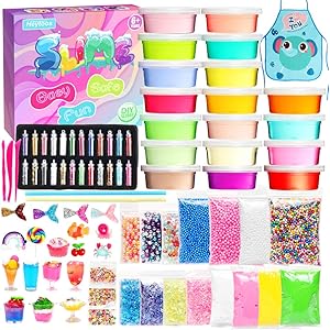 「クリスマス・新年ギフト」Heytoos スライム キット 最新版 エプロン付き アイスクリーム 4色ねんど付き パール…