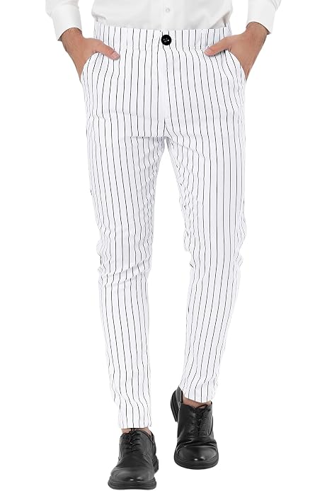 Lars Amadeus Men's Casual Striped Dress 