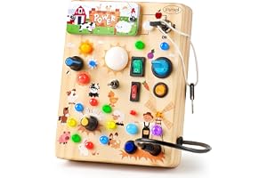 Joyreal モンテッソーリ ビジーボード 知育玩具 1 2 3歳誕生日プレゼント男の子 女の子 知育玩具 LED おもちゃ 指先知育 早期開発 (スタンダード・エディション)