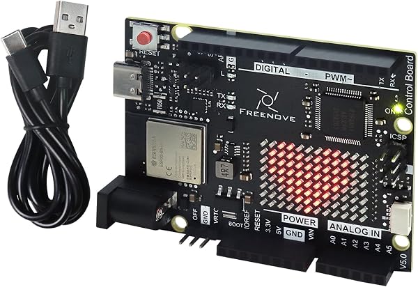 Freenove Control Board V5 Rev4 WiFi (Compatible with Arduino IDE), Arm Cortex-M4 Microcontroller, Onboard ESP32-S3, LED matrix, USB-C Connector, Example Projects and Code Tutorial - 1