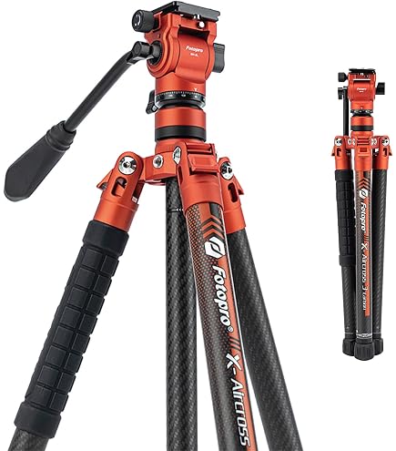 Amazon | Fotopro X-Airfly ビデオ 64.5 インチ軽量トラベルカメラ三脚