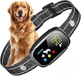 【NEW】無駄吠え防止 首輪 愛犬むだぼえ防止グッズ 全自動式 犬しつけ IP67防水 充電式 安全 訓練用 多段階センサー LCDディスプレー 小型犬/中型犬/大型犬用 近所迷惑防止 安眠妨害解決 無駄吠え防止用品 日本語取扱説明書付き (Black)