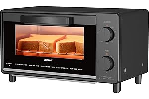 コンフィー(COMFEE') トースター オーブントースター 2枚焼き トースト パン焼き機 [無段階温度調節 80-230℃まで 1000W タイマー15分設定] 上下高火力 焼き網＆受け皿 トレー付き お手入れカンタン 一人暮らし コンパクト 小型 新生活 おしゃれ CF-MD082-BK ブラック