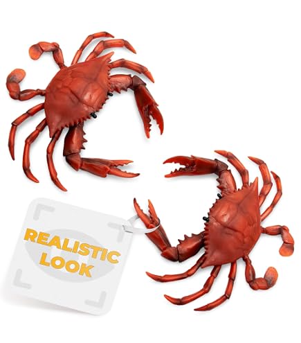 AUEAR 3-Pack Artificial Plastic Crab Decorations - Realistic Sea Life Figurines For Crafts & Aquariums - View #2