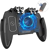 【最新6本指】荒野行動 PUBG Mobile コントローラー 6本指操作可能 冷却ファン付き 高感度 射撃ボタン ゲームコントローラー 一体式 引き金式 クリック感 手触り改良 優れたゲーム体験 iPhone/Android 各種ゲーム対応 指サック2個入り